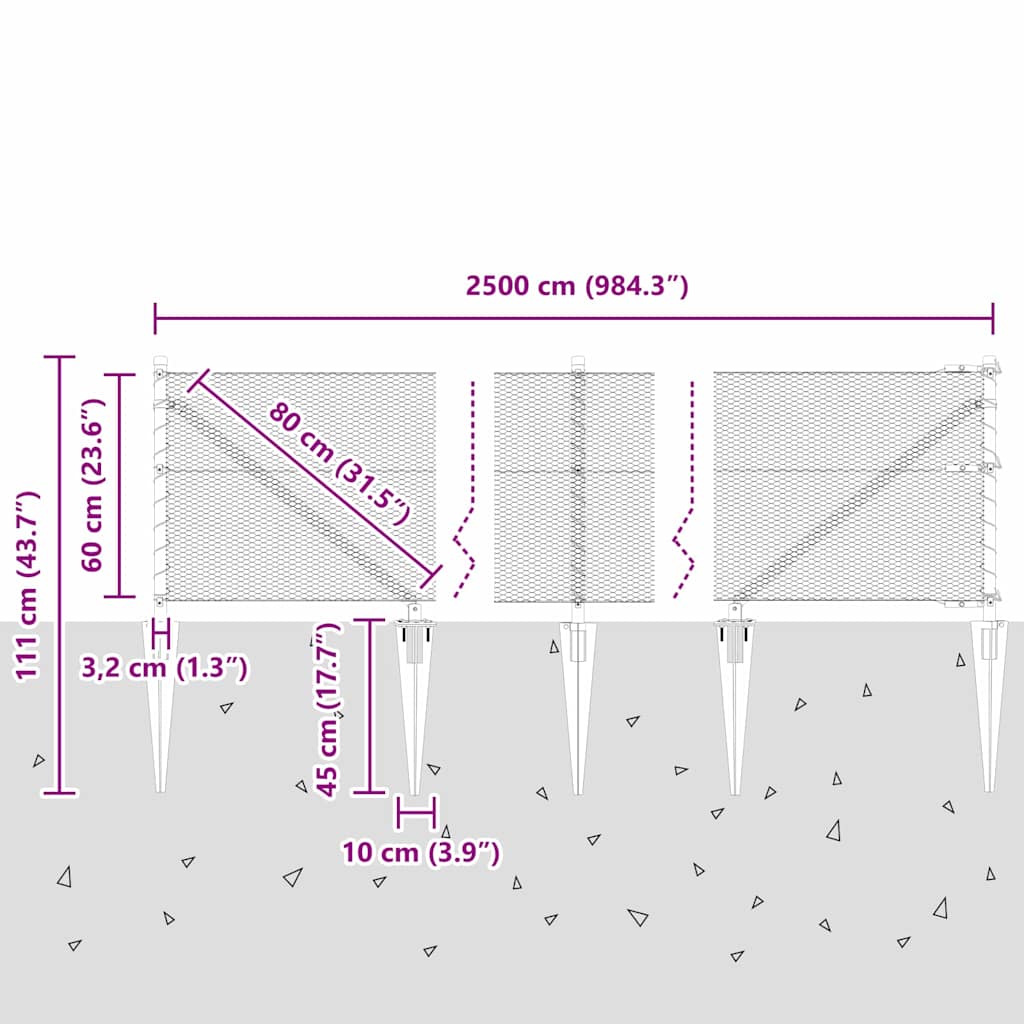 Plotový sloupek. Zelená 25 x 0,6 m (13 mm síť) Ocel a PVC - obrázek 14