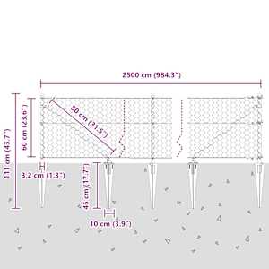 Hexagonální plot s podpěrou 25 x 0,6 m Ocel potažená PVC Zelená - obrázek 14