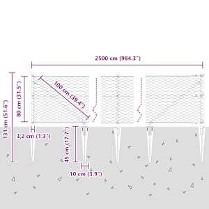 Hexagonální plot s podpěrou 25 x 0,8 m Ocel potažená PVC Zelená - obrázek 14