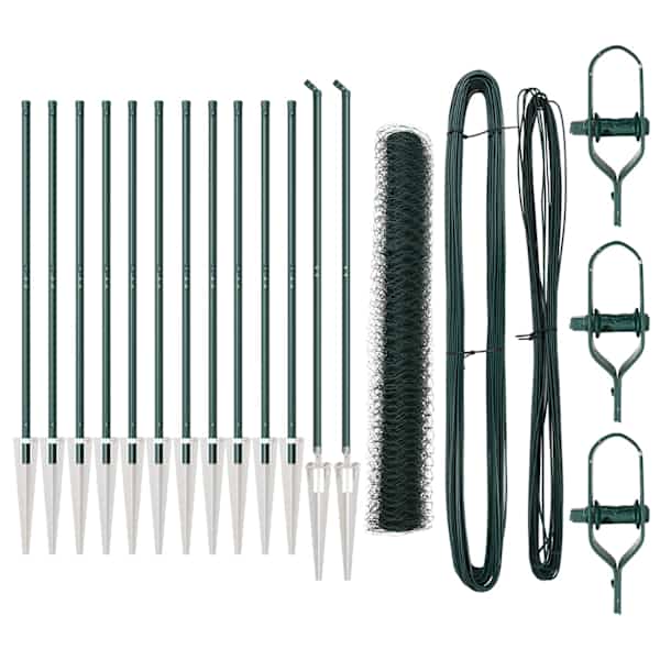 vidaXL Kuusnurkne aed koos posti 25 x 1 m PVC-kaetud teras V&otilde;rk