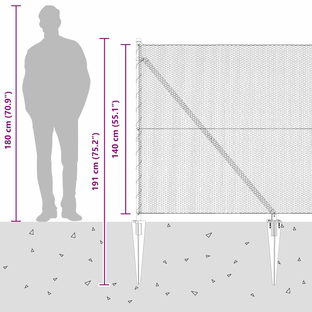 Plotový sloupek. Zelená 25 x 1,4 m (13 mm pletivo) Ocel a PVC - obrázek 16
