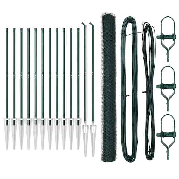 vidaXL Kuusnurkne aed koos posti 25 x 1,6 m PVC-kaetud teras Roheline