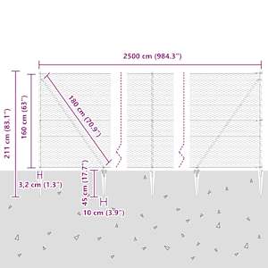 Hexagonální plot s podpěrou 25 x 1,6 m Ocel potažená PVC Zelená - obrázek 14