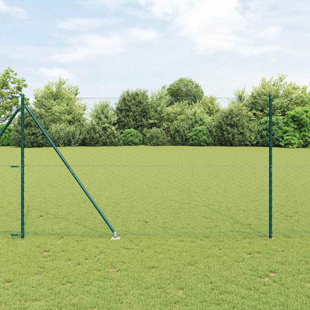 kuusnurkne aiapiire roheline 1.6x25 m teras, vidaXL aiapostid konksudega 13 tk Ø32 mm 180 cm tsingitud teras