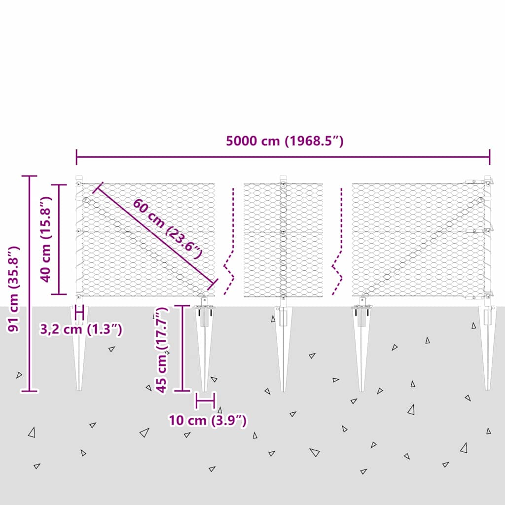 Plotový sloupek. Zelená 50 x 0,4 m (25 mm pletivo) Ocel a PVC - obrázek 14