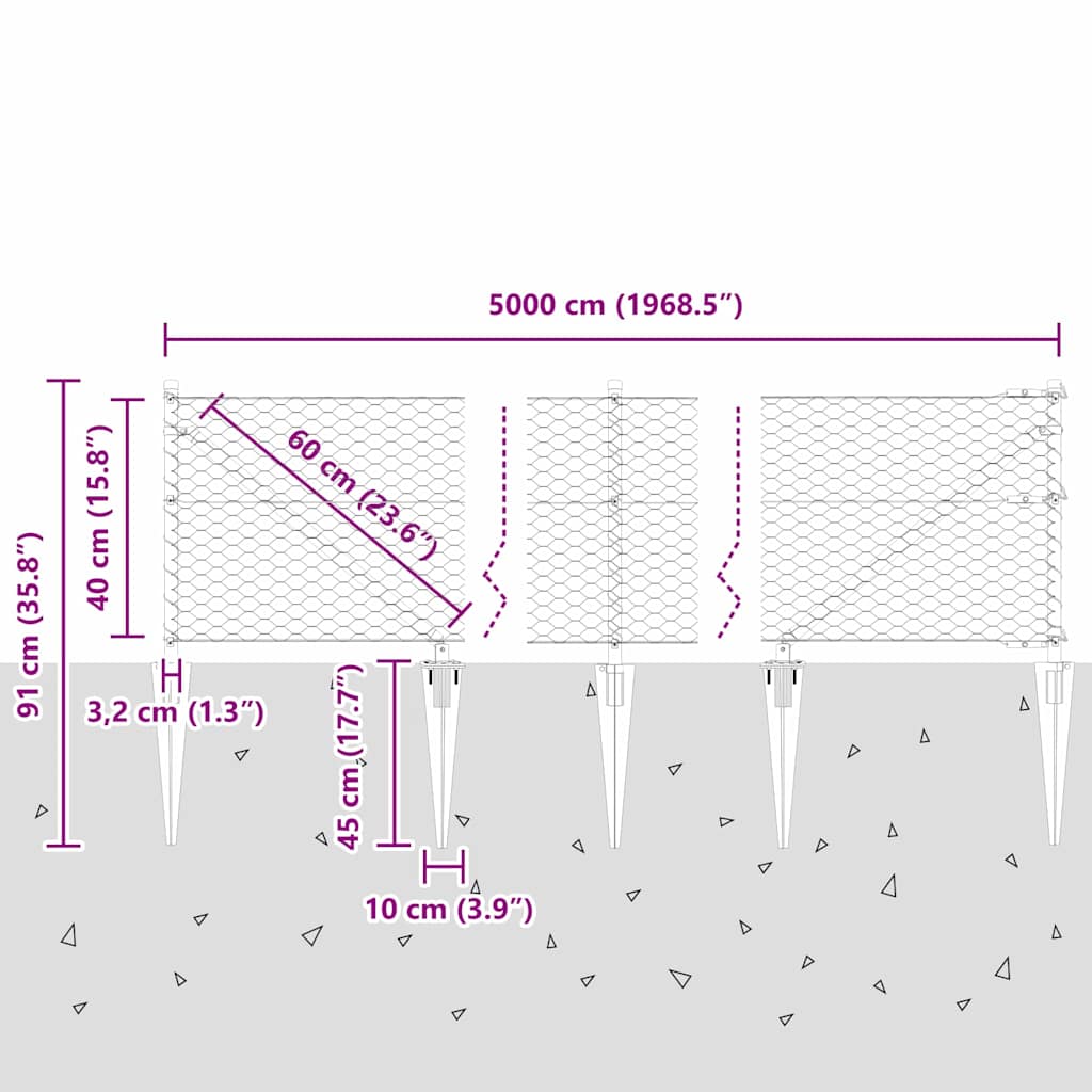Plotový sloupek. Zelená 50 x 0,4 m (36 mm síť) Ocel a PVC - obrázek 14