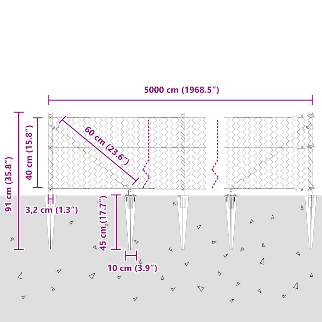 Plotový sloupek. Zelená 50 x 0,4 m (50 mm síť) Ocel a PVC - obrázek 14