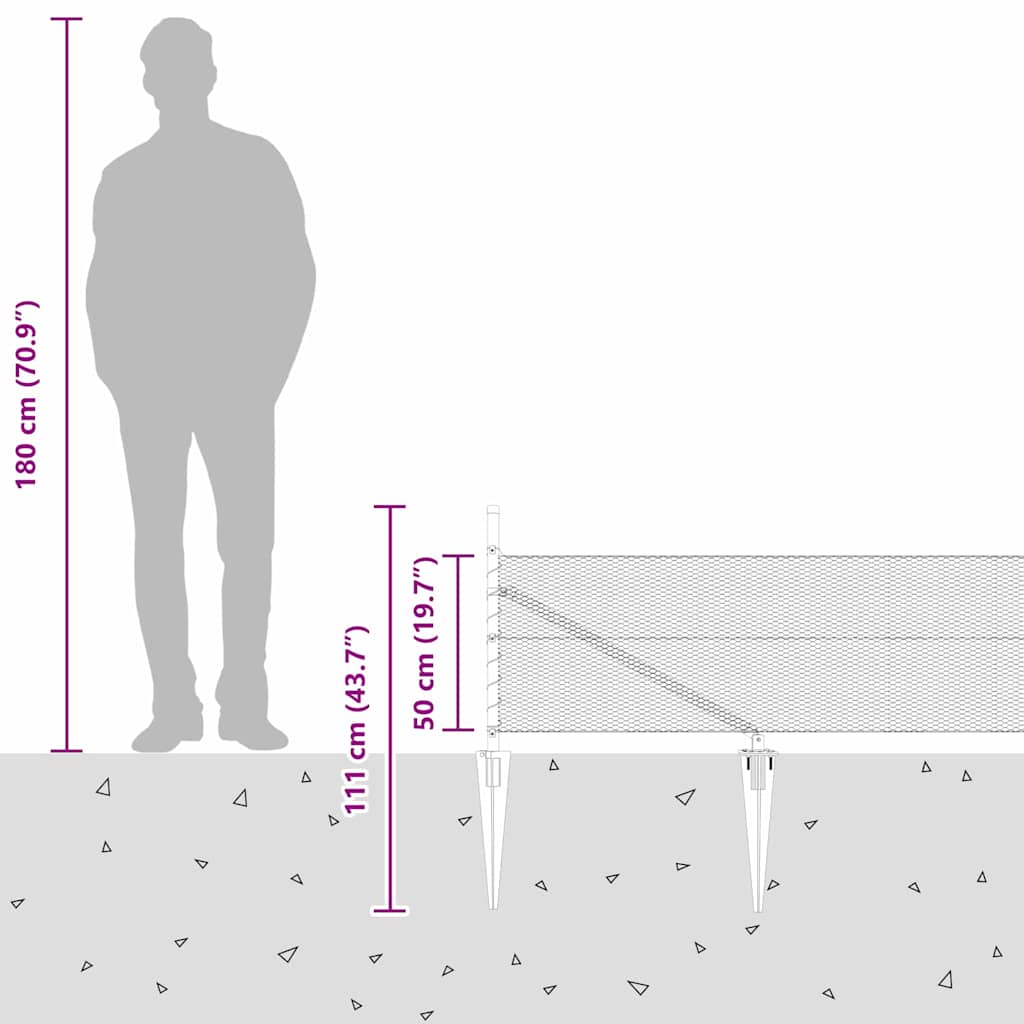 Plotový sloupek. Zelená 50 x 0,5 m (13 mm síť) Ocel a PVC - obrázek 16