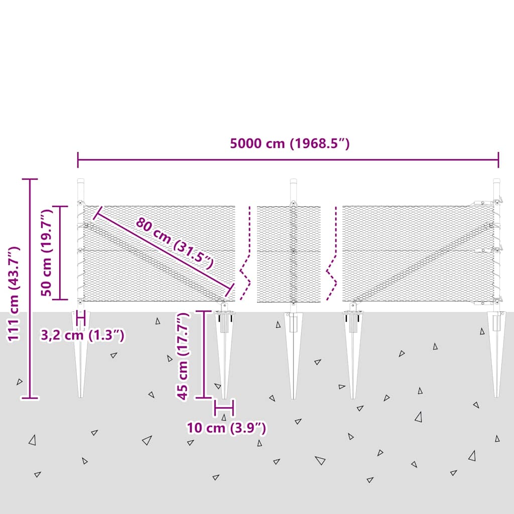 Plotový sloupek. Zelená 50 x 0,5 m (13 mm síť) Ocel a PVC - obrázek 14