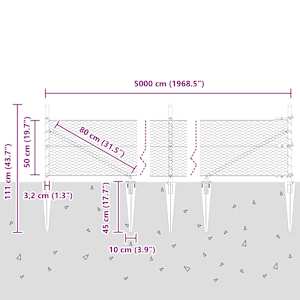 Hexagonální plot s podpěrou 50 x 0,5 m Ocel potažená PVC Zelená - obrázek 14