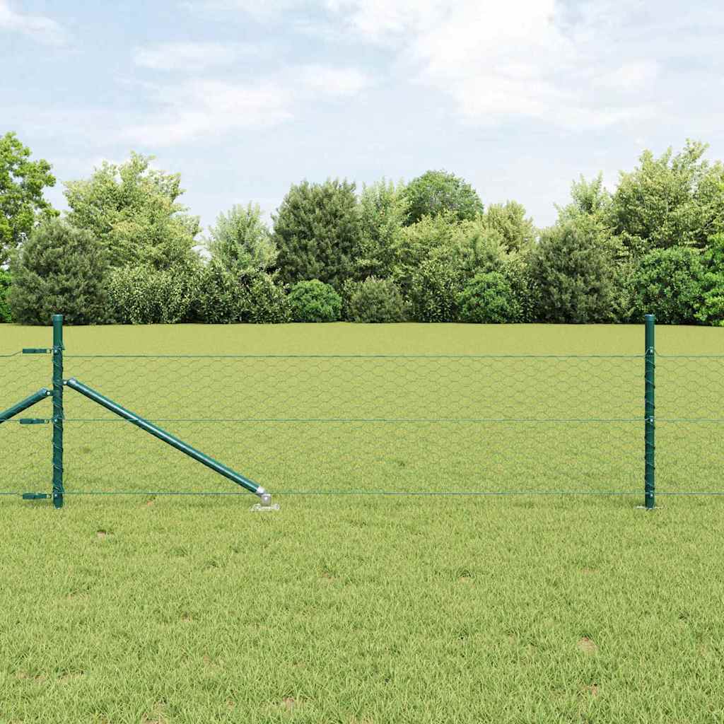 Hexagon Hegn Grøn 0.5x50 m Stål, vidaXL Hegnspidse med Spike 13 stk Ø32 mm 80 cm Galvaniseret Stål