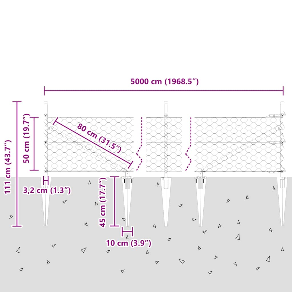 Plotový sloupek. Zelená 50 x 0,5 m (síť 50 mm) Ocel a PVC - obrázek 14