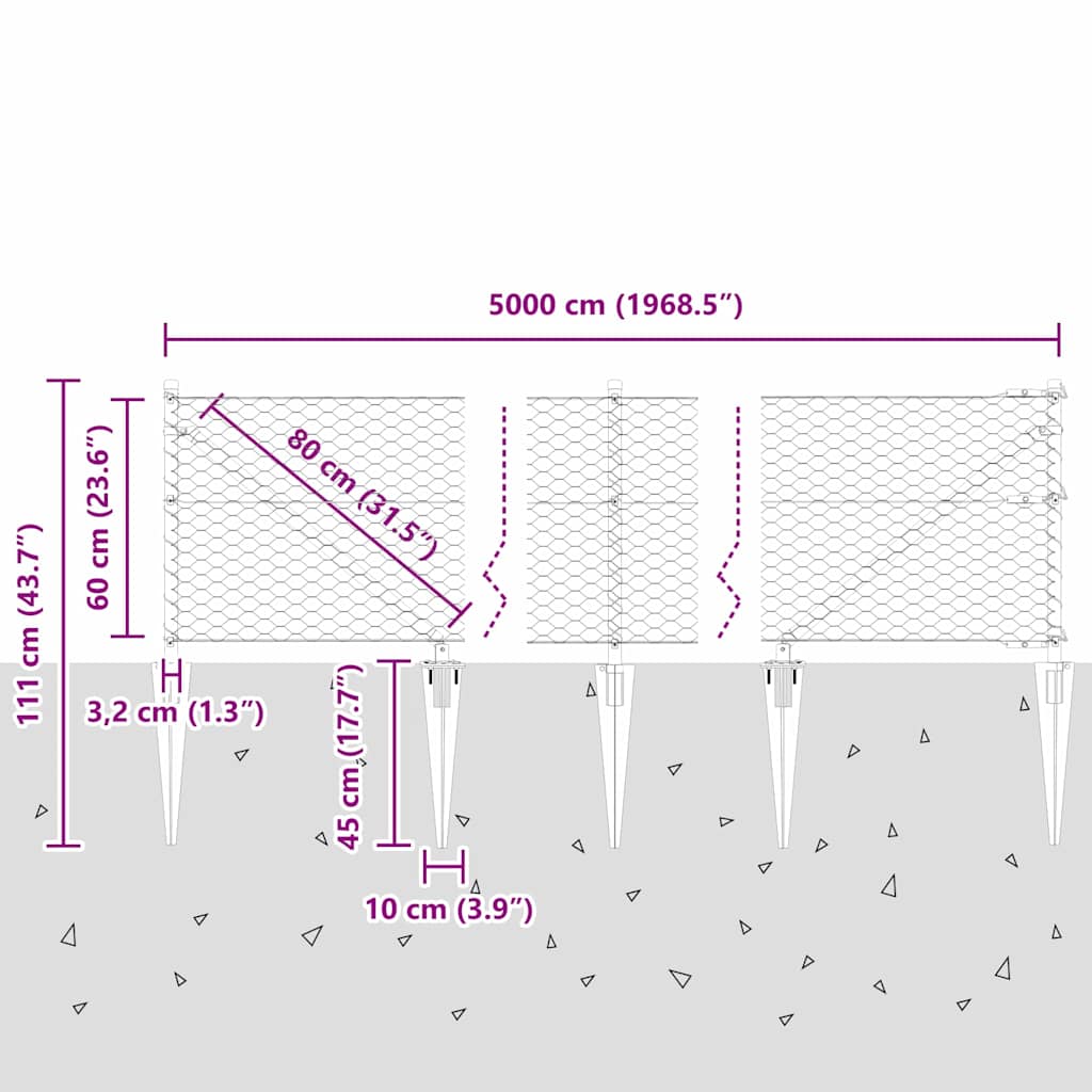 Plotový sloupek. Zelená 50 x 0,6 m (36 mm síť) Ocel a PVC - obrázek 14