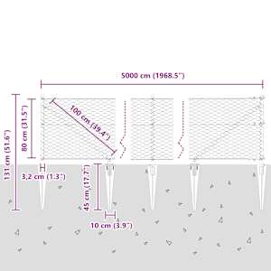 Hexagonální plot s podpěrou 50 x 0,8 m Ocel potažená PVC Zelená - obrázek 14