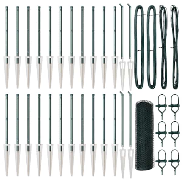 vidaXL Kuusnurkne aed koos posti 50 x 1 m PVC-kaetud teras Roheline