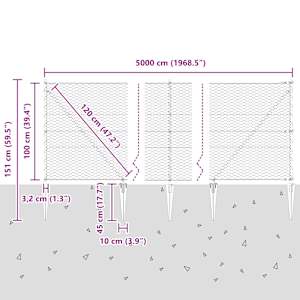 Hexagonální plot s podpěrou 50 x 1 m Ocel potažená PVC Zelená - obrázek 14