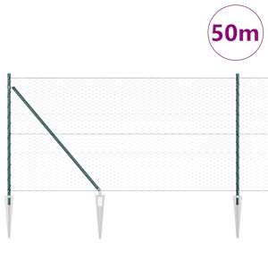 Hexagonální plot s podpěrou 50 x 1 m Ocel potažená PVC Zelená - obrázek 3
