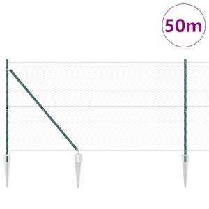 Hexagonální plot s podpěrou 50 x 1,2 m Ocel potažená PVC Zelená - obrázek 3