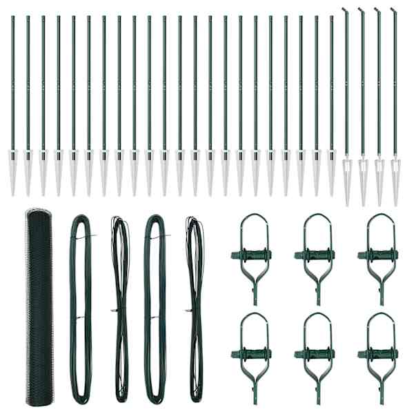 vidaXL Kuusnurkne aed koos posti 50 x 1,4 m PVC-kaetud teras Roheline
