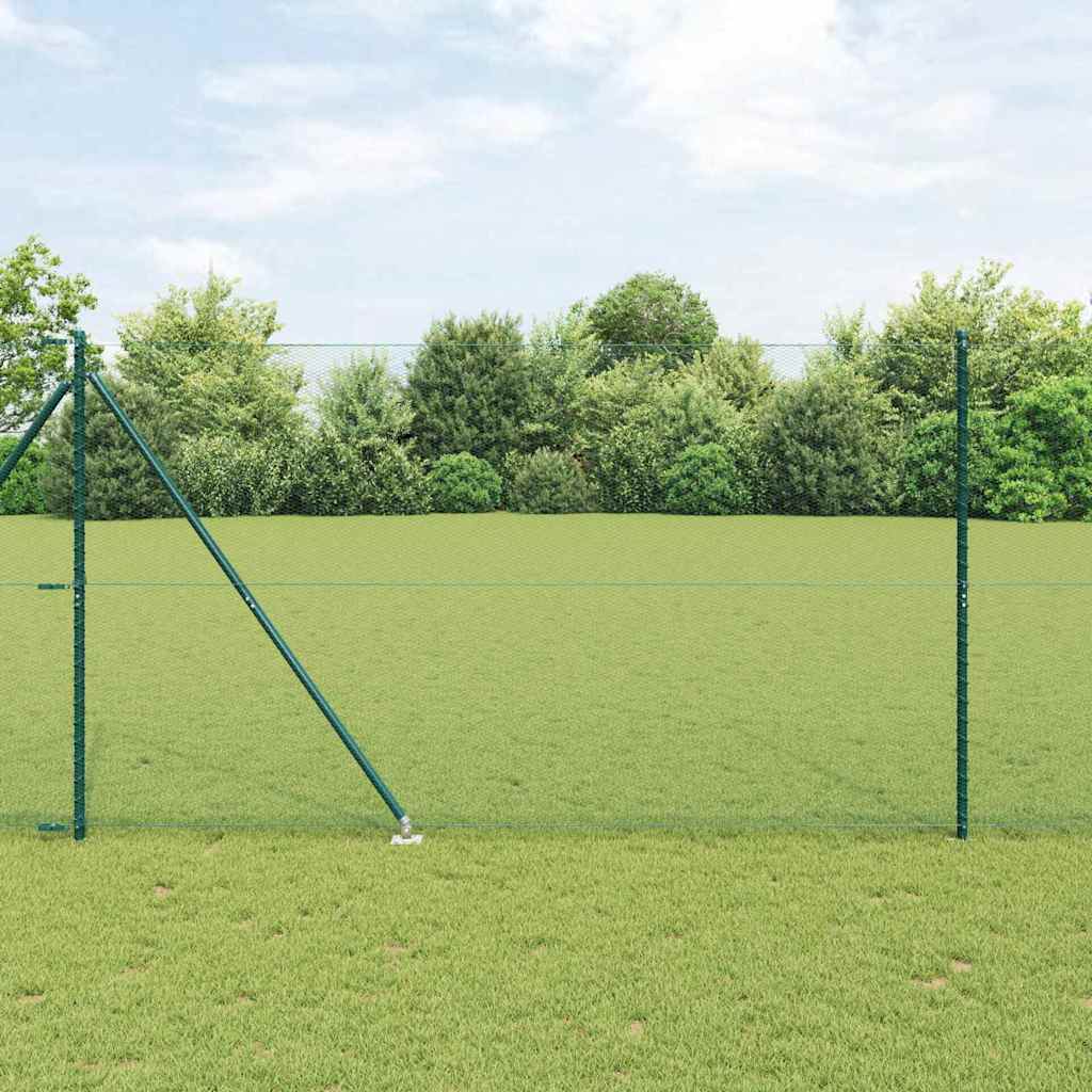 sekskanthegn Grøn 1,6x50 m Stål, vidaXL hegnetol med spyd 13 stk Ø32 mm 180 cm galvaniseret stål