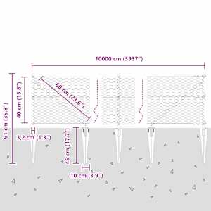 Hexagonální plot s podpěrou 100 x 0,4 m Ocel potažená PVC - obrázek 14