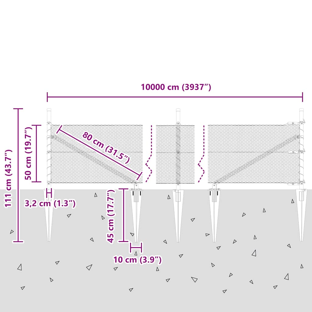 Plotový sloupek. Zelená 100 x 0,5 m (13 mm síť) Ocel a PVC - obrázek 14