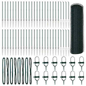vidaXL Kuusnurkne aed koos posti 100 x 0,5 m PVC-kaetud teras Roheline