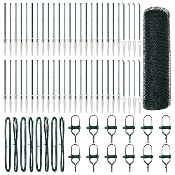 vidaXL Kuusnurkne aed koos posti 100 x 0,5 m PVC-kaetud teras Roheline
