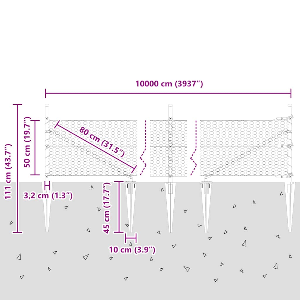 Plotový sloupek. Zelená 100 x 0,5 m (25 mm síť) Ocel a PVC - obrázek 14