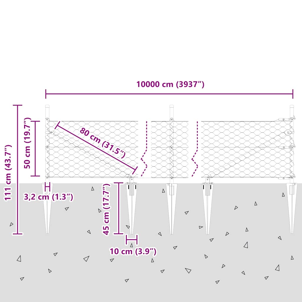 Plotový sloupek. Zelená 100 x 0,5 m (50 mm síťovina) Ocel a PVC - obrázek 14