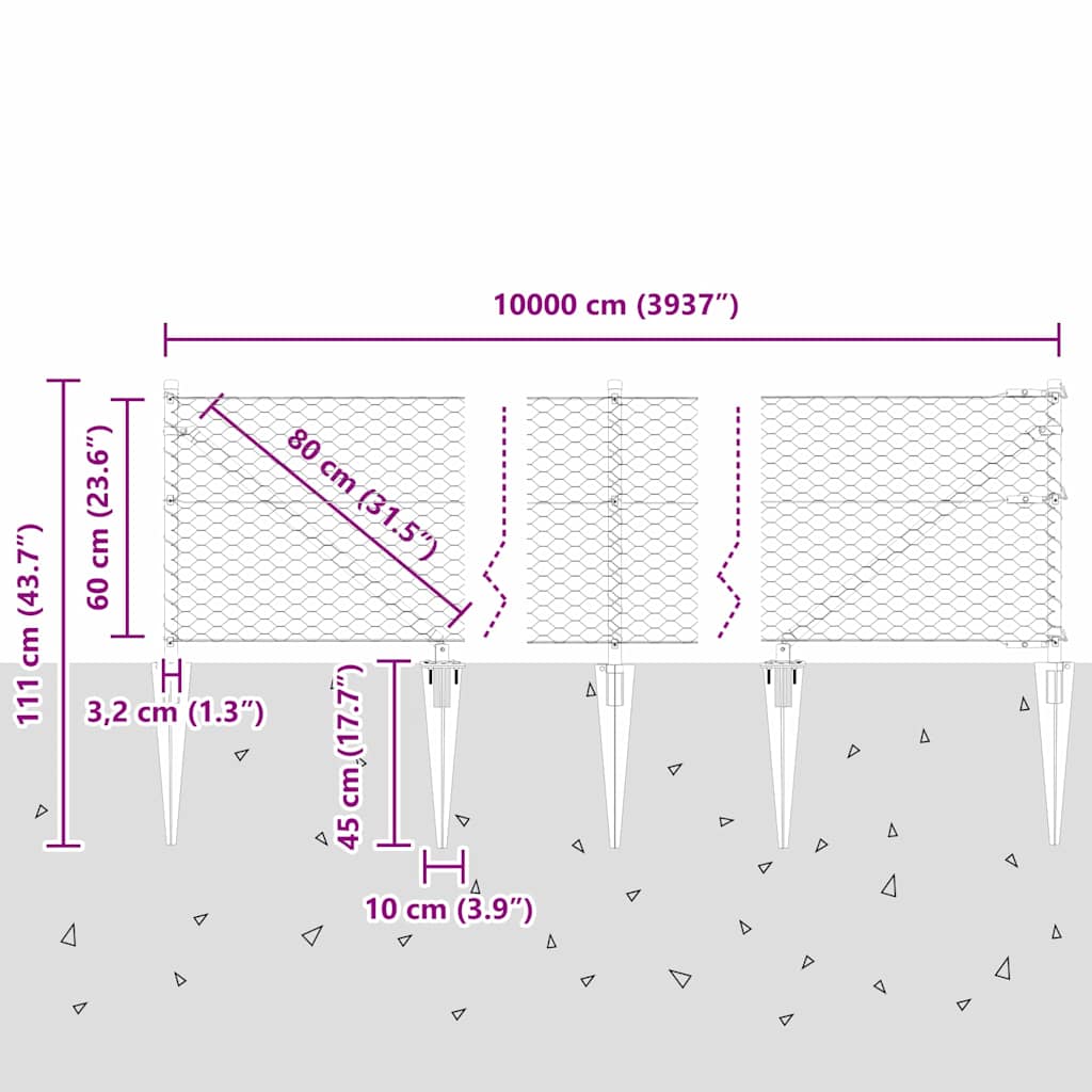 Plotový sloupek. Zelená 100 x 0,6 m (36 mm pletivo) Ocel a PVC - obrázek 14