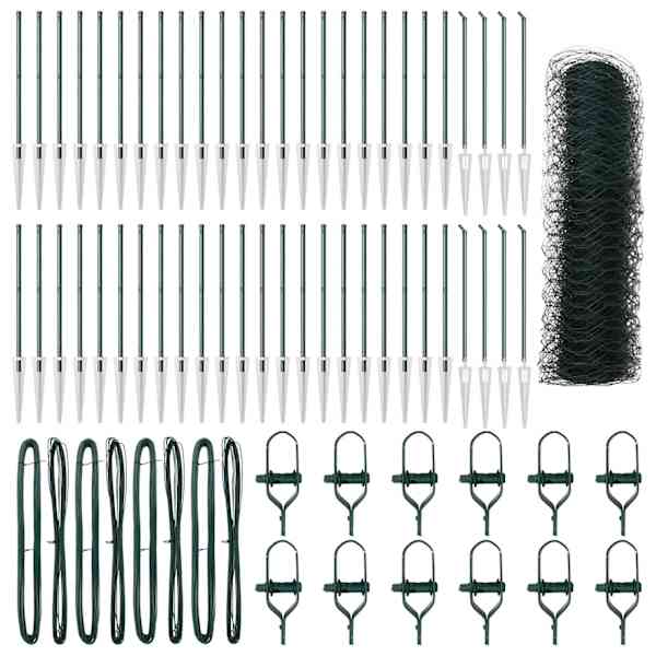 vidaXL Kuusnurkne aed koos posti 100 x 0,6 m PVC-kaetud teras Roheline