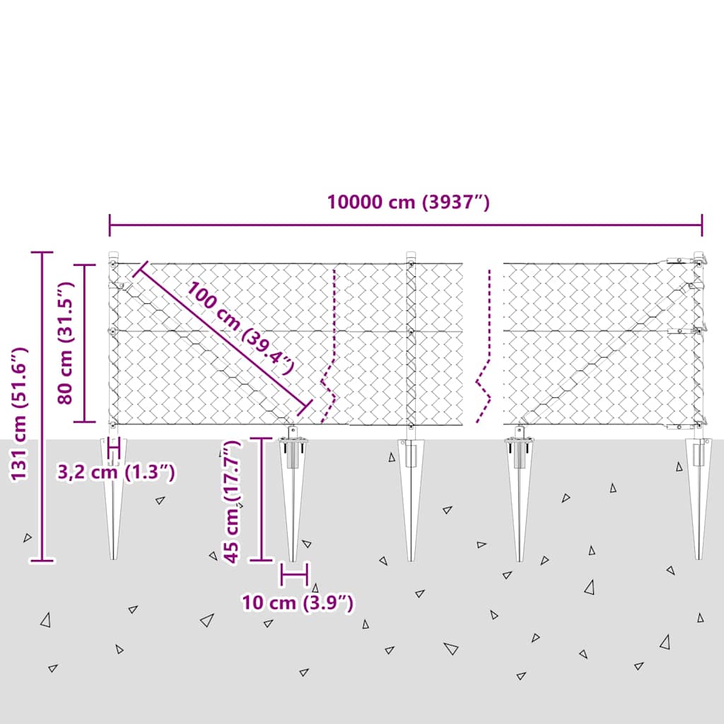 Plotový sloupek. Zelená 100 x 0,8 m (50 mm síť) Ocel a PVC - obrázek 14