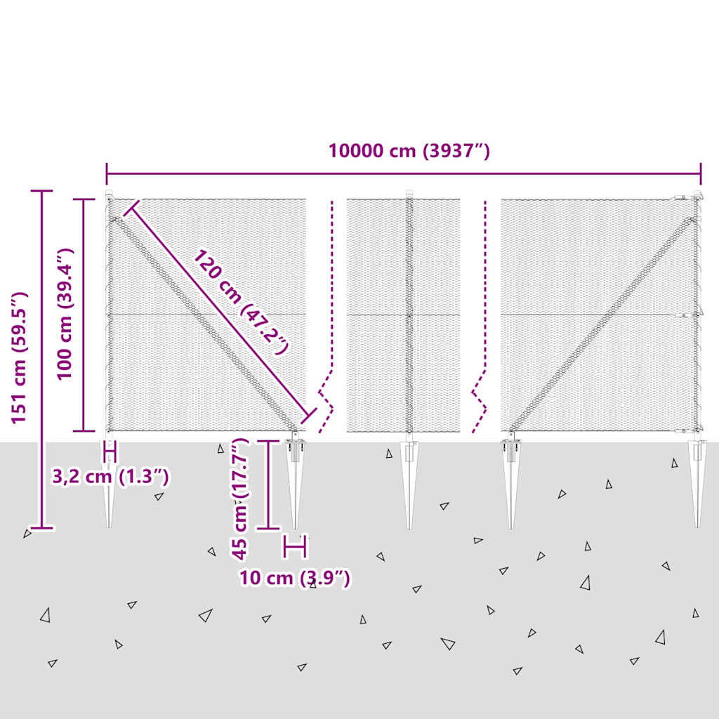 Plotový sloupek. Zelená 100 x 1 m (13 mm síť) Ocel a PVC - obrázek 14