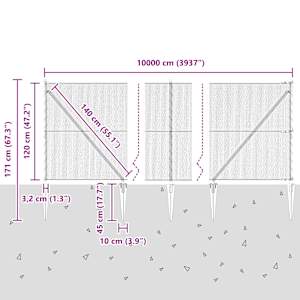 Hexagonální plot s podpěrou 100 x 1,2 m Ocel potažená PVC - obrázek 14