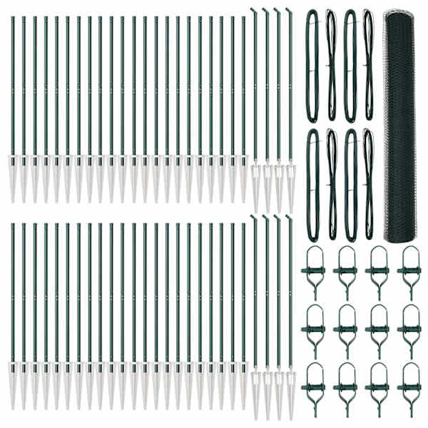 vidaXL Kuusnurkne aed koos posti 100 x 1,4 m PVC-kaetud teras Roheline