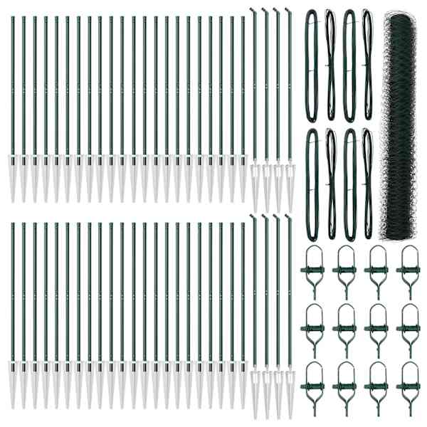 vidaXL Kuusnurkne aed koos posti 100 x 1,4 m PVC-kaetud teras Roheline
