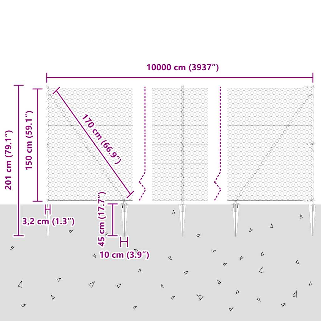 Plotový sloupek. Zelená 100 x 1,5 m (síť 36 mm) Ocel a PVC - obrázek 14