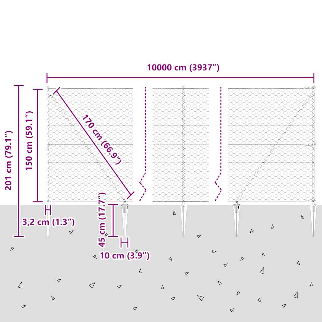 Plotový sloupek. Zelená 100 x 1,5 m (50 mm síť) Ocel a PVC - obrázek 14