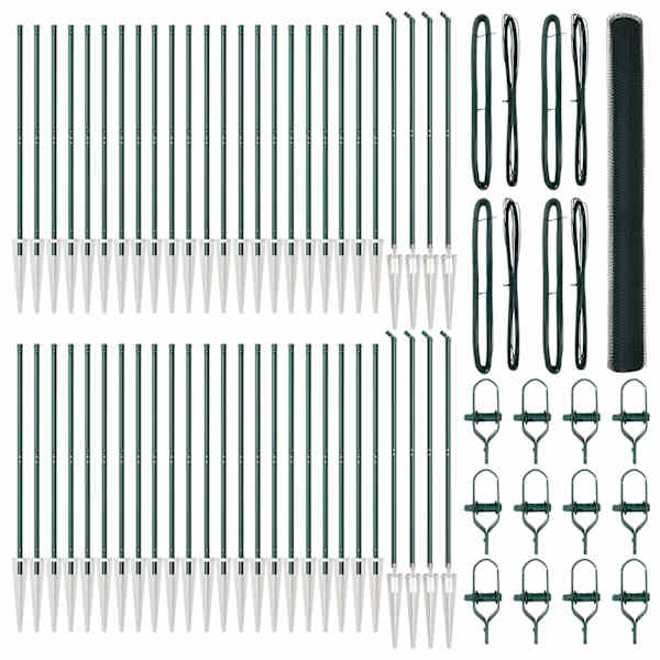 vidaXL Kuusnurkne aed koos posti 100 x 1,6 m PVC-kaetud teras Roheline