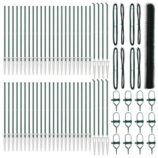 vidaXL Kuusnurkne aed koos posti 100 x 1,6 m PVC-kaetud teras Roheline