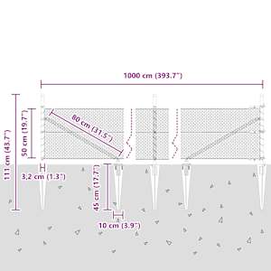 Hexagonální plot s podpěrou 10 x 0,5 m Ocel potažená PVC Šedá - obrázek 14