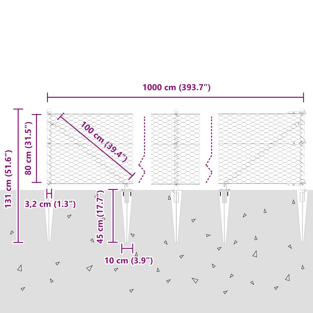 Plotový sloupek. Šedá 10 x 0,8 m (36 mm síť) Ocel a PVC - obrázek 14
