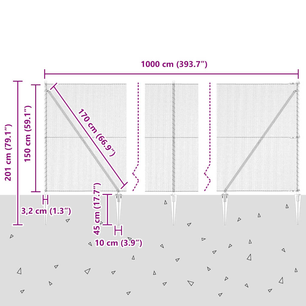 Plotový sloupek. Šedá 10 x 1,5 m (síť 13 mm) Ocel a PVC - obrázek 14