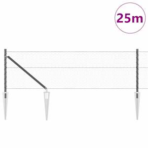 Hexagonální plot s podpěrou 25 x 0,6 m Ocel potažená PVC Šedá - obrázek 3