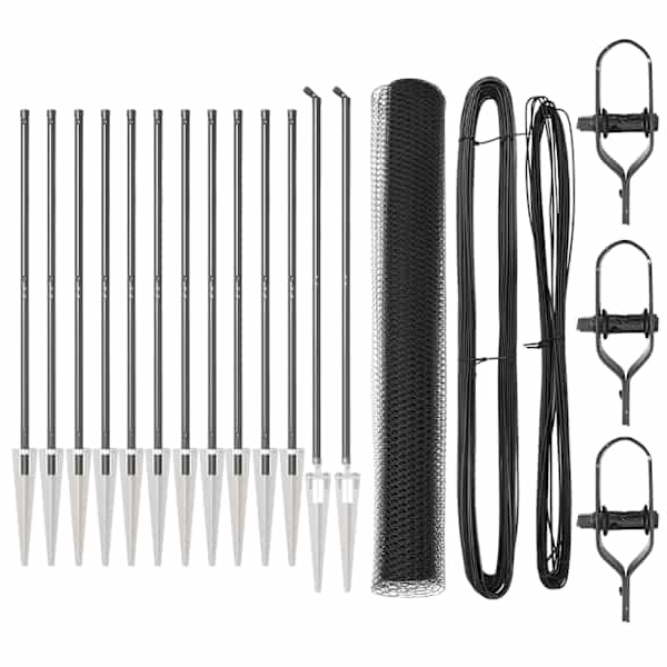 vidaXL Kuusnurkne aed koos posti 25 x 1,2 m PVC-kaetud teras Hall V&otilde;rk