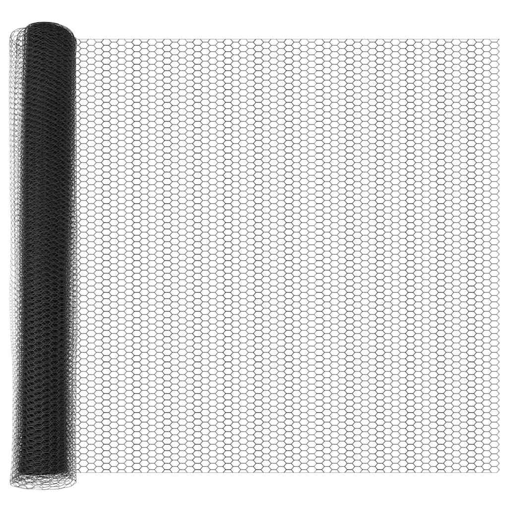 Hexagon Hegn Grå 1,4x25 m Stål, vidaXL Hegnspyd med spids 13 stk Ø32 mm 160 cm galvaniseret stål