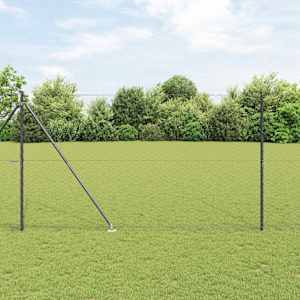 Hexagonální plot s podpěrou 25 x 1,5 m Ocel potažená PVC Šedá - obrázek 1