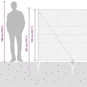 Hexagonální plot s podpěrou 25 x 1,5 m Ocel potažená PVC Šedá - obrázek 16