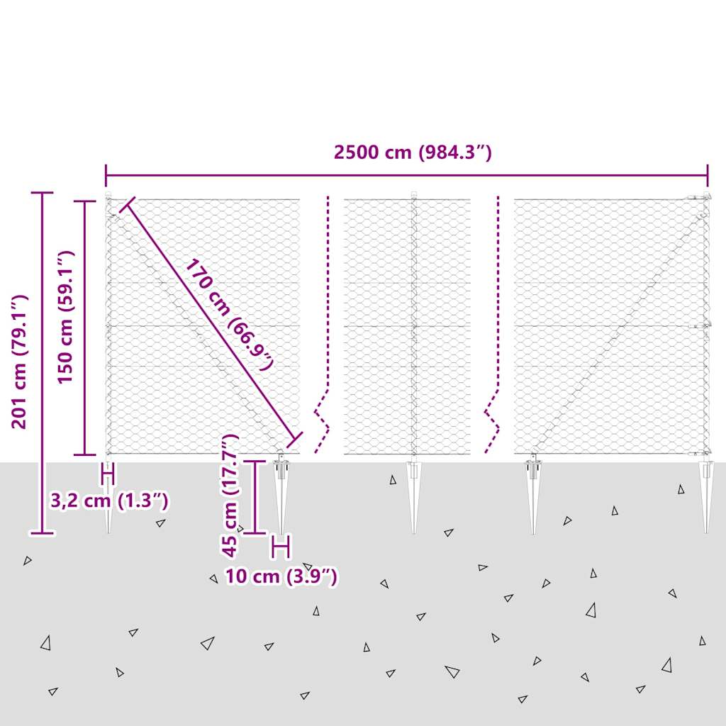 Plotový sloupek. Šedá 25 x 1,5 m (50 mm mřížka) Ocel - obrázek 14